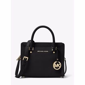 Michael Kors leather satchel purse black/gold